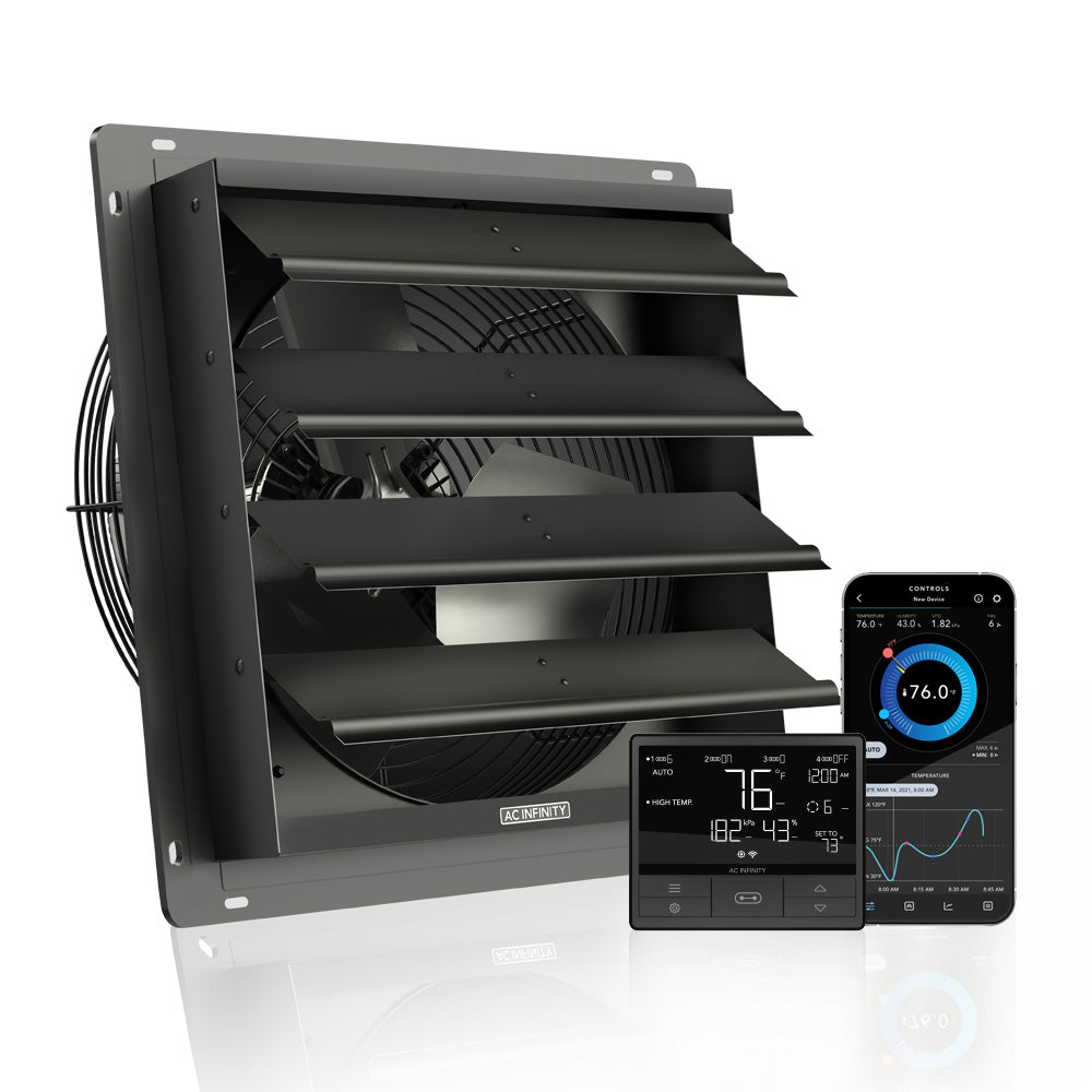 AC Infinity AIRLIFT T14, Shutter Exhaust Ventilation Fan 14", Temperature Humidity Controller