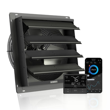 AC Infinity AIRLIFT T14, Shutter Exhaust Ventilation Fan 14", Temperature Humidity Controller