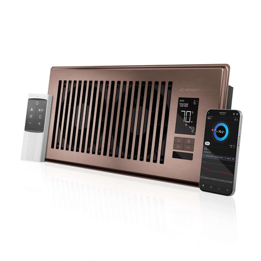 AC Infinity AIRTAP T4, Quiet Register Booster Fan System, Brown Bronze, for 4" x 10" Registers - Midwest Grow LLC