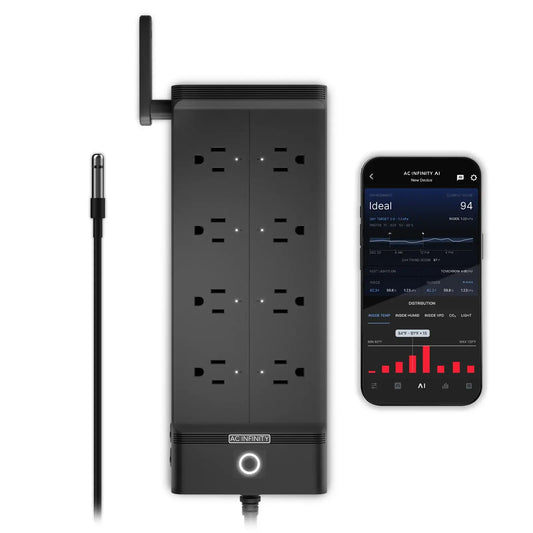 AC Infinity OUTLET AI+ Environment Controller, Smart WiFi Outlets, Dual-Zone Temperature Humidity, AI Targeting, Dynamic ON/OFF Programming, Expandable Sensors, Individual Control 8-Plugs, 1800W - Midwest Grow LLC