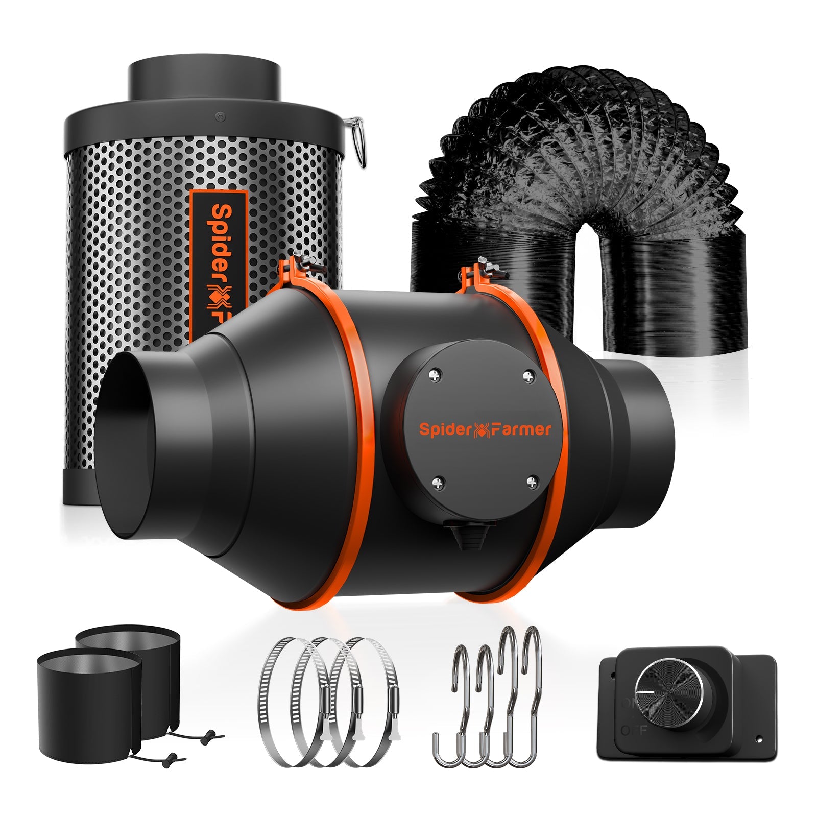 Spider Farmer Grow Kit 4" Inline Fan and Carbon Filter Combo - Midwest Grow LLC