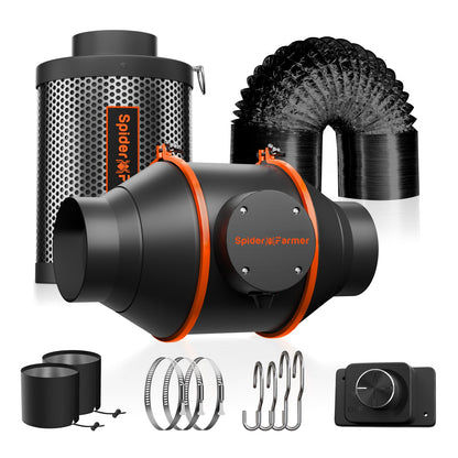 Spider Farmer Grow Kit 4" Inline Fan and Carbon Filter Combo - Midwest Grow LLC
