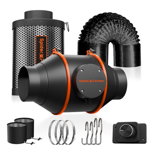 Spider Farmer Grow Kit 4" Inline Fan and Carbon Filter Combo - Midwest Grow LLC