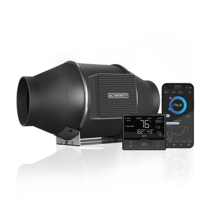 AC Infinity CLOUDLINE T4, Quiet Inline Duct Fan System with Temperature and Humidity Controller, 4-Inch - Midwest Grow LLC