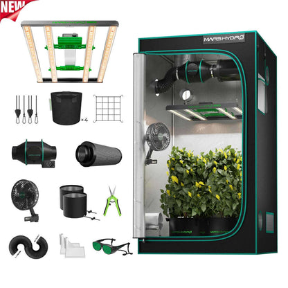 Mars Hydro FC-E3000 LED Grow Light + 3' x 3' Grow Tent + iFresh Inline Fan Combo with Temperature and Humidity Controller - Midwest Grow LLC