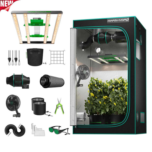 Mars Hydro FC-E3000 LED Grow Light + 3' x 3' Grow Tent + iFresh Inline Fan Combo with Temperature and Humidity Controller - Midwest Grow LLC