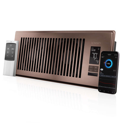 AC Infinity AIRTAP T4, Quiet Register Booster Fan System, Brown Bronze, for 4" x 12" Registers - Midwest Grow LLC