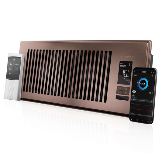 AC Infinity AIRTAP T4, Quiet Register Booster Fan System, Brown Bronze, for 4" x 12" Registers - Midwest Grow LLC
