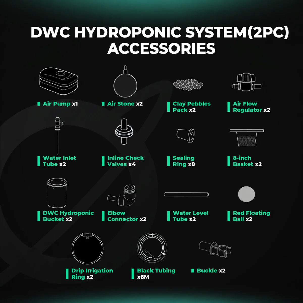 Mars Hydro 5-Gallon Deep Water Culture Hydroponic System Kit with 2 Buckets - Midwest Grow LLC