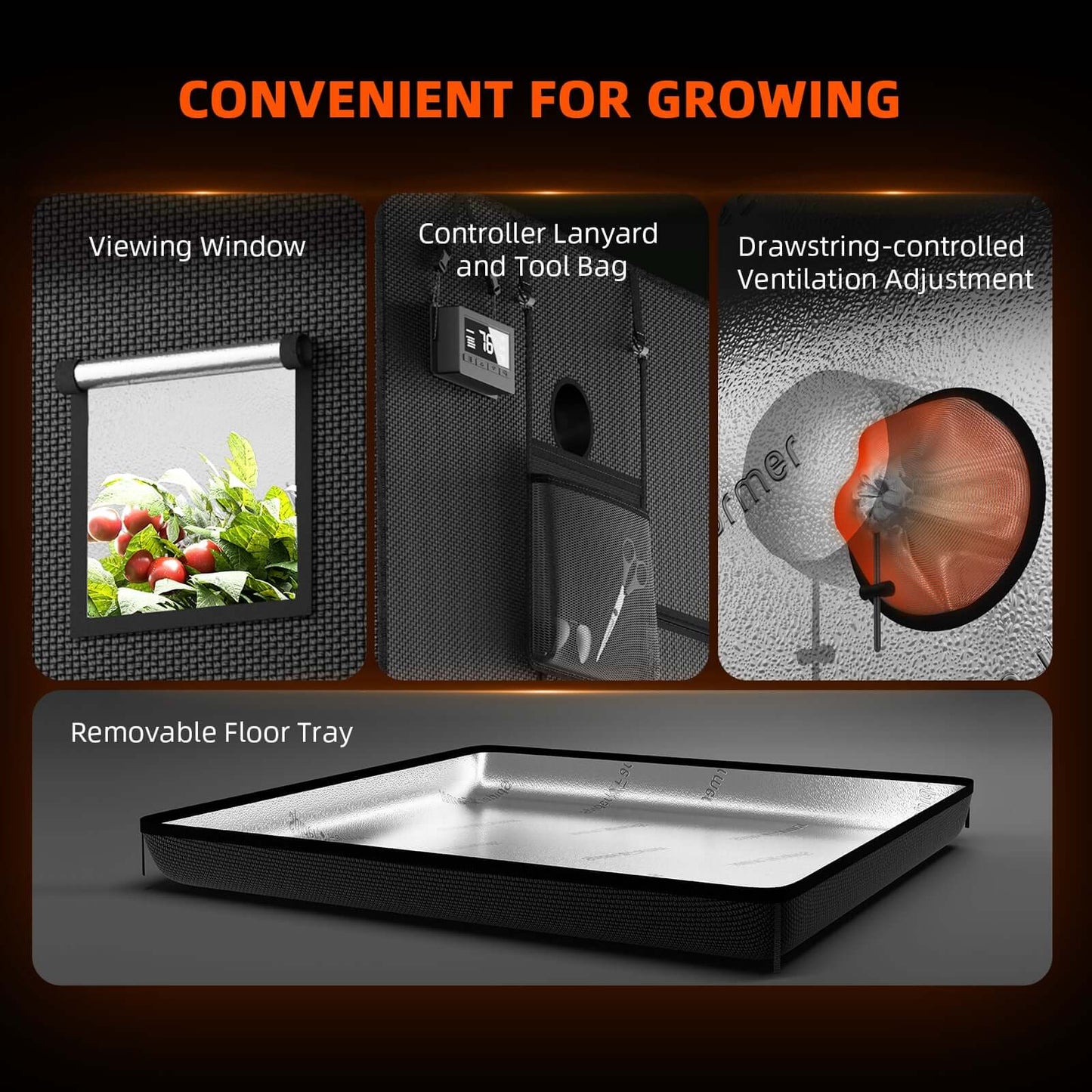 Spider Farmer SE7000 LED Grow Light + 5' x 5' Grow Tent + 6" Inline Fan Combo with GGS Controller Kits + 6" Clip Fan - Midwest Grow LLC