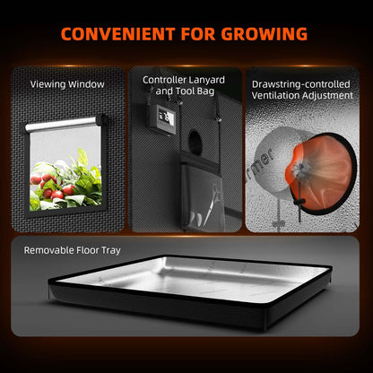 Spider Farmer SE7000 LED Grow Light + 5' x 5' Grow Tent + 6" Inline Fan Combo with GGS Controller Kits + 6" Clip Fan - Midwest Grow LLC