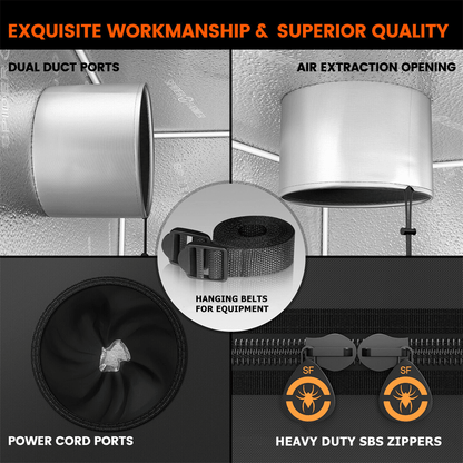 Spider Farmer SE5000 LED Grow Light + 4' x 4' Grow Tent + 6" Inline Fan Combo with GGS Controller Kits + 6" Clip Fan - Midwest Grow LLC