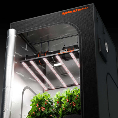 Spider Farmer SE5000 LED Grow Light + 4' x 4' Grow Tent + 6" Inline Fan Combo with GGS Controller Kits + 6" Clip Fan - Midwest Grow LLC