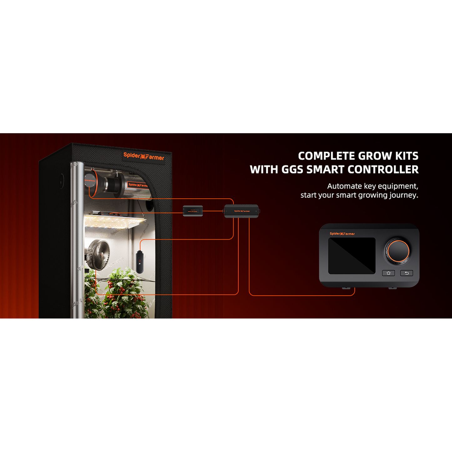 Spider Farmer SF1000 LED Grow Light + 2' x 2' Grow Tent + Inline Fan Combo with Temperature and Humidity Controller - Midwest Grow LLC