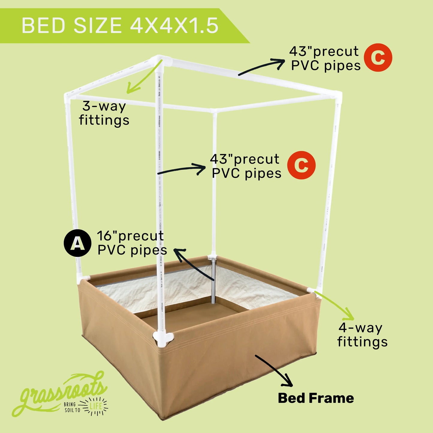 Grassroots Complete Kit Living Soil Fabric Bed - Midwest Grow LLC