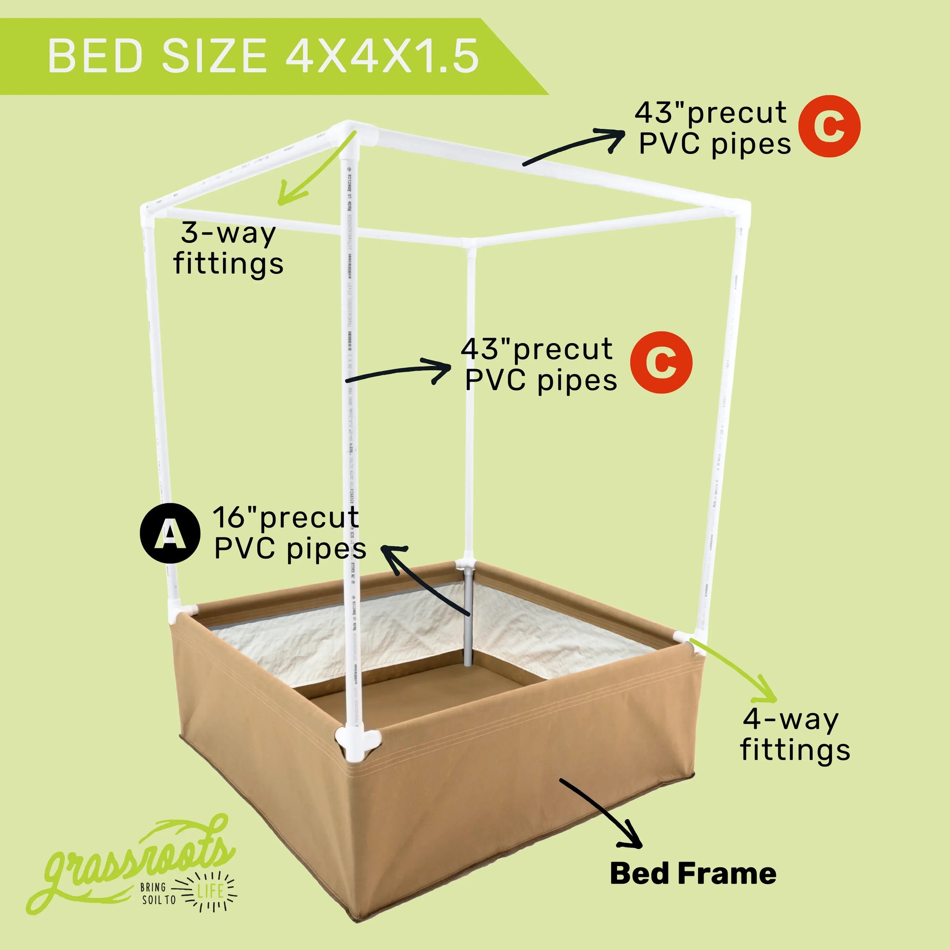Grassroots Complete Kit Living Soil Fabric Bed - Midwest Grow LLC