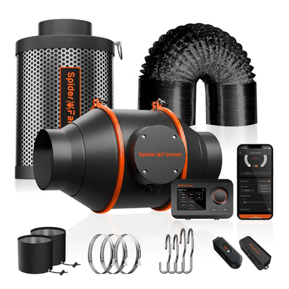 Spider Farmer G4500 LED Grow Light + 2.3' x 4.6' Grow Tent + 4" Inline Fan Combo with Temperature and Humidity Controller + 6" Clip Fan - Midwest Grow LLC