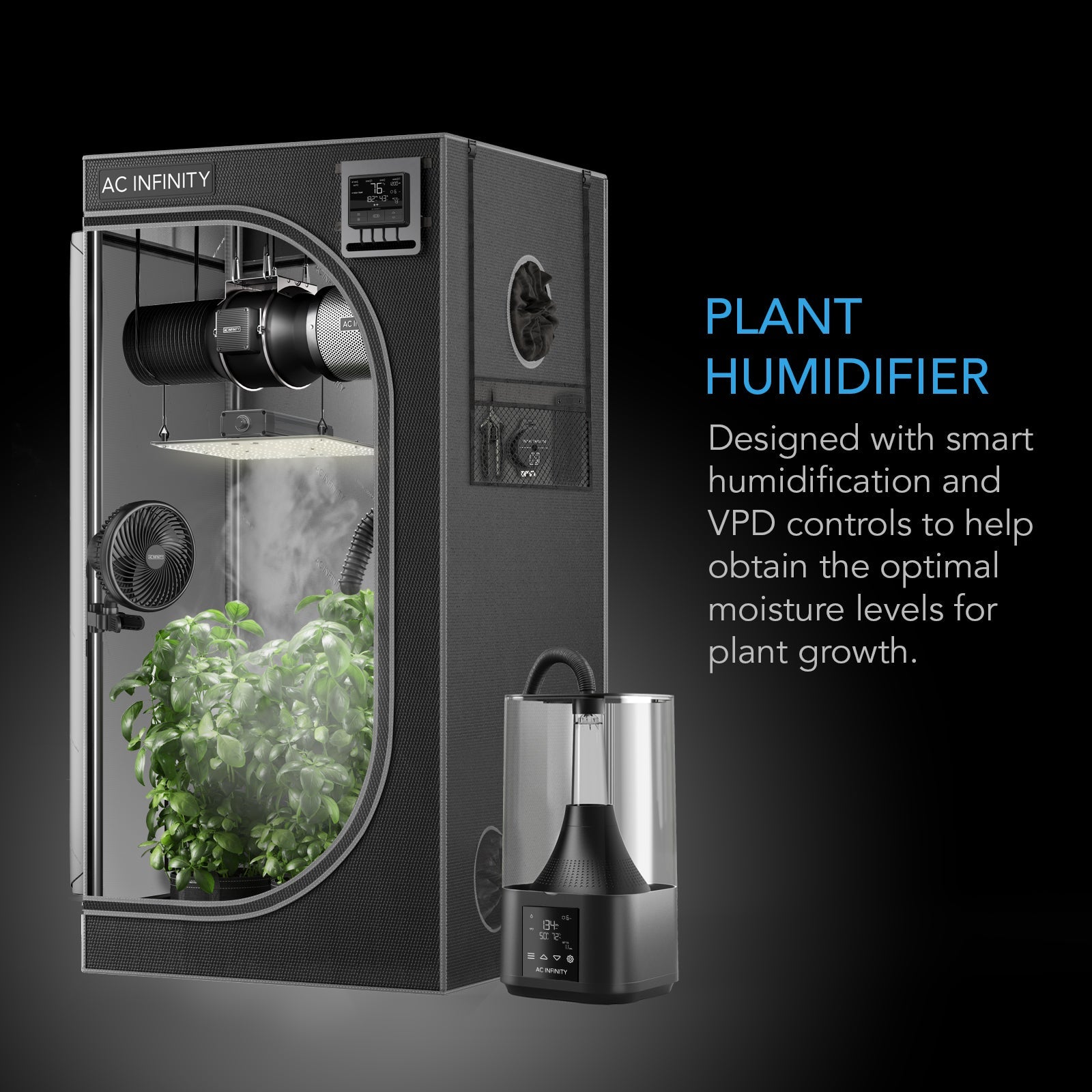 AC Infinity CLOUDFORGE T3, Environmental Plant Humidifier, 4.5L, Smart Controls, Targeted Vaporizing - Midwest Grow LLC