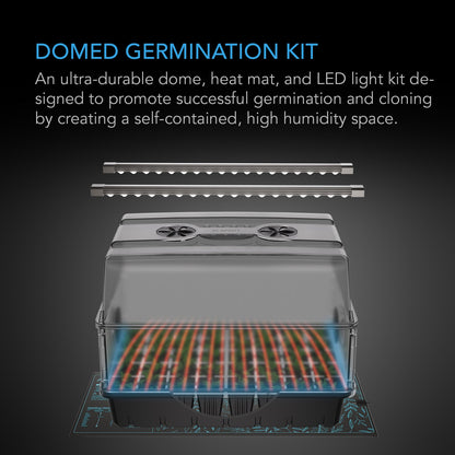 AC Infinity Humidity Dome, Germination Kit with Seedling Mat and LED Grow Light Bars, 5x8 Cell Tray - Midwest Grow LLC