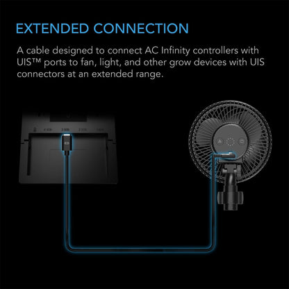 AC Infinity UIS to UIS Extension Cable, L-Shaped Male to Male, 10 ft. - Midwest Grow LLC