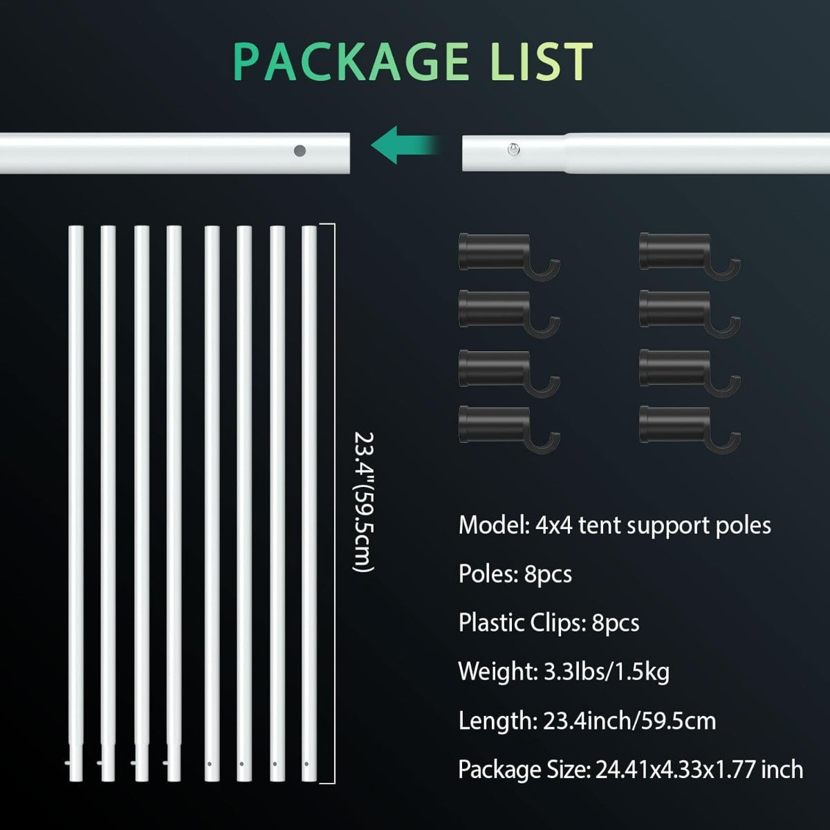 Mars Hydro High CFM Grow Tent Support Pole Kit 4' x 4' - Midwest Grow LLC