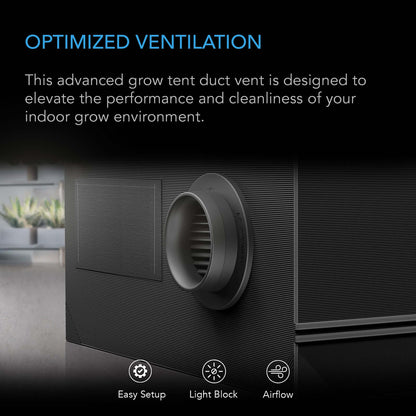 AC Infinity Grow Tent Duct Vent Attachment, 8-Inch 2 Pack, Light-Blocking & Dust-Resistant - Midwest Grow LLC