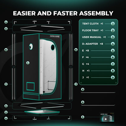Mars Hydro 2' x 2' x 4' 8" (60cm x 60cm x 140cm) Indoor Grow Tent - Midwest Grow LLC