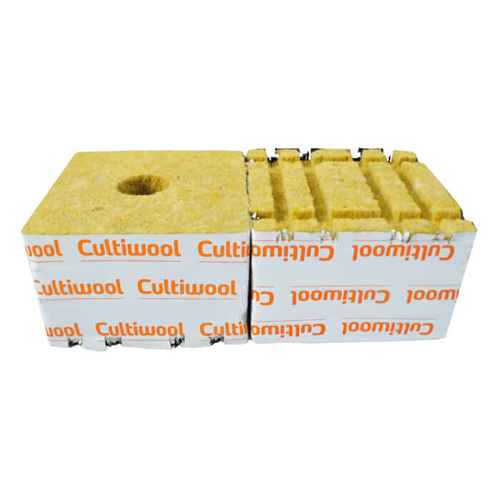 Cultiwool 6" x 6" x 4" Blocks of Cultilene Rockwool with Optidrain - Case of 64 - Midwest Grow LLC