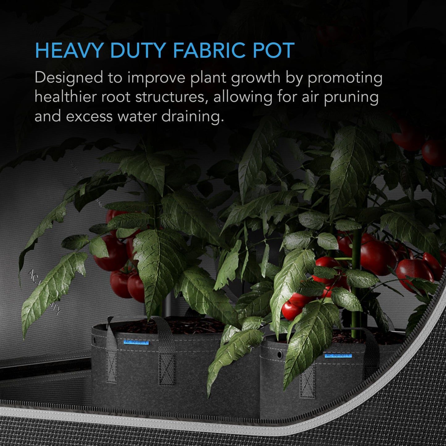AC Infinity Heavy Duty Fabric Pots, 5 Gallon, 5-Pack - Midwest Grow LLC