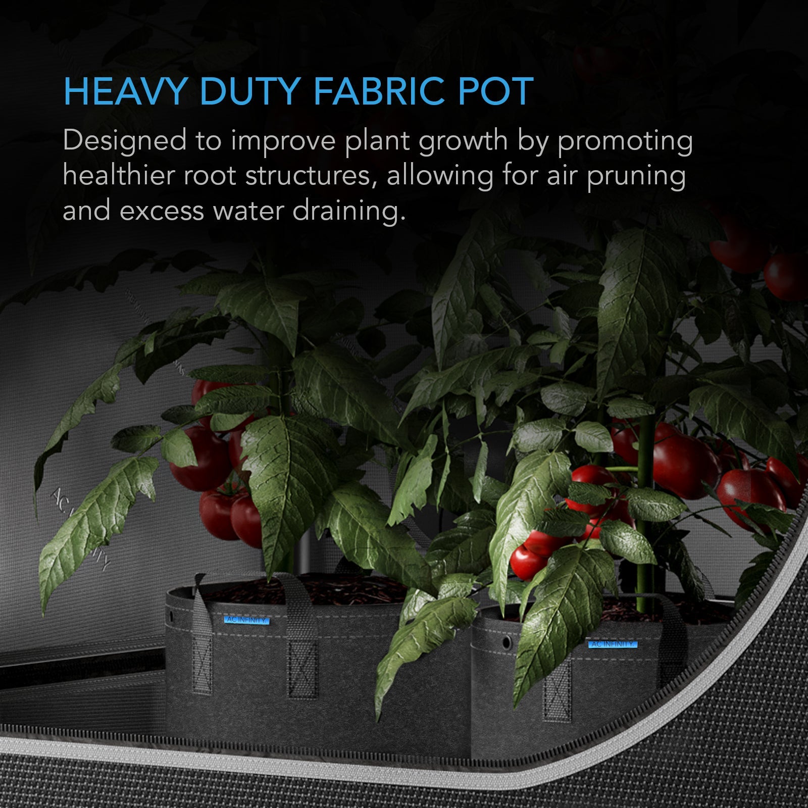 AC Infinity Heavy Duty Fabric Pots, 5 Gallon, 5-Pack - Midwest Grow LLC