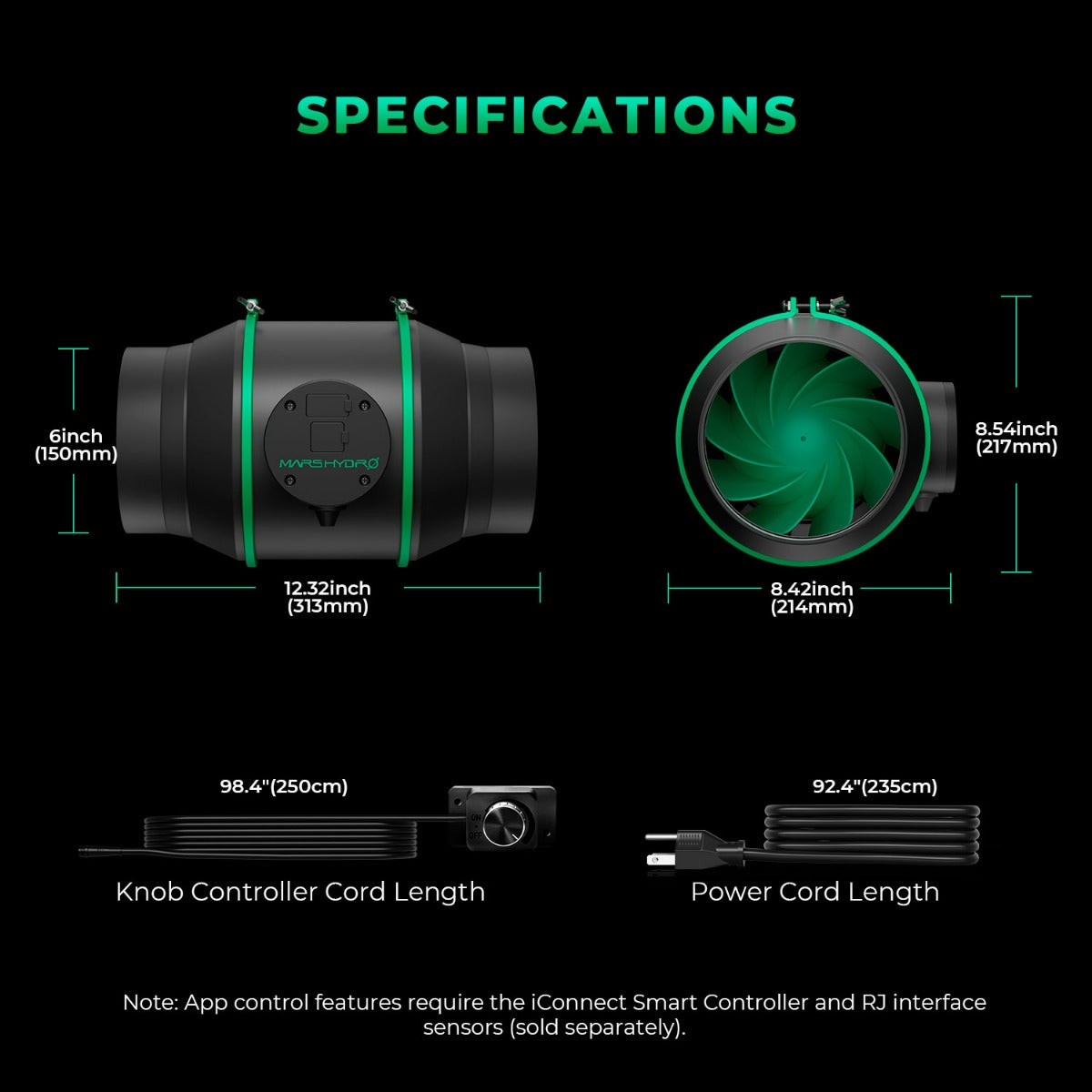 Mars Hydro iFresh 6" Smart Inline Duct Fan - Midwest Grow LLC