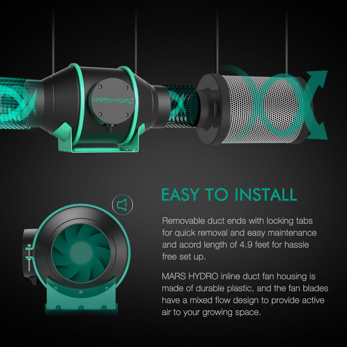 Mars Hydro 6" Inline Duct Fan with Temperature and Humidity Controller - Midwest Grow LLC