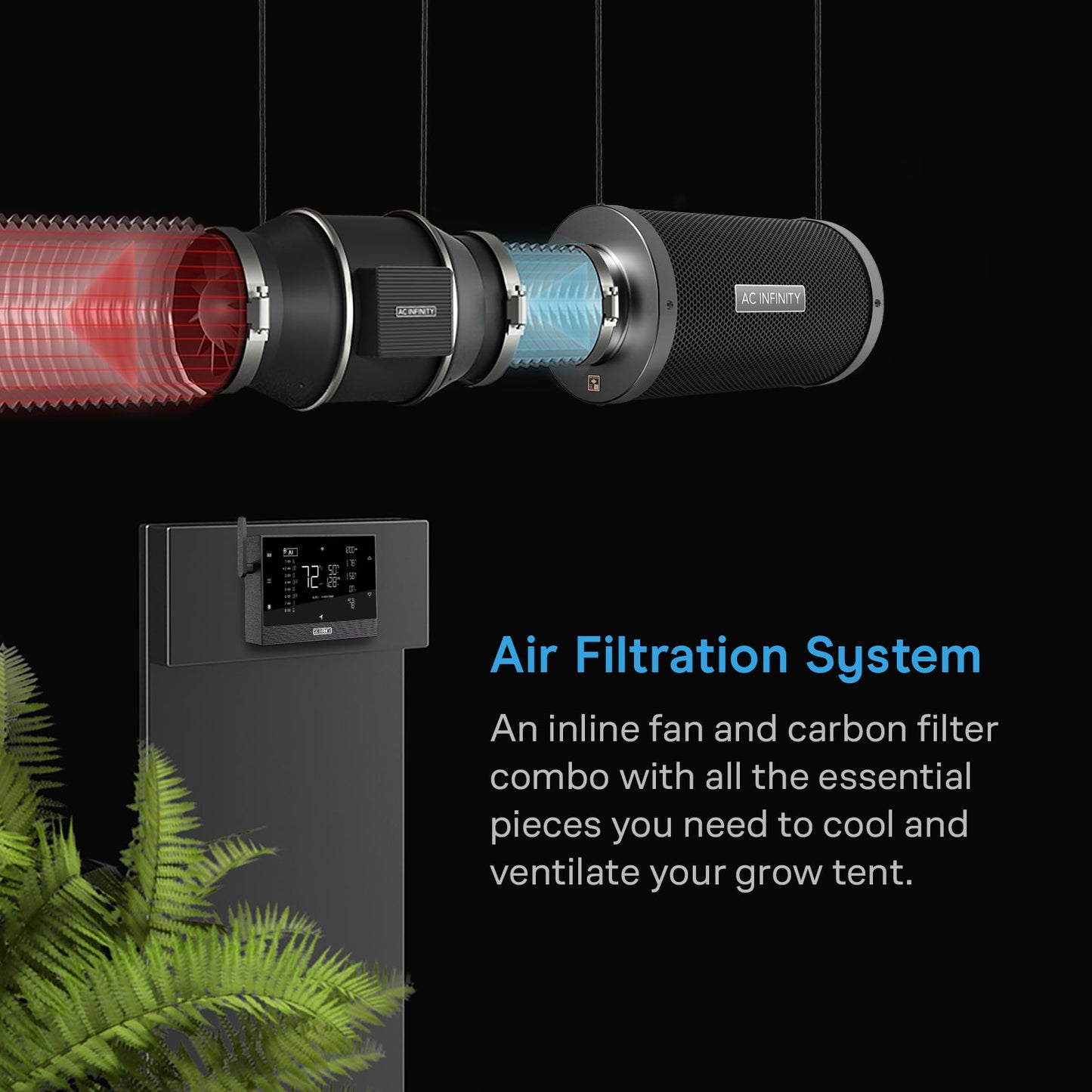AC Infinity Air Filtration Kit PRO 6", Inline Fan with Smart Controller, Carbon Filter & Ducting Combo - Midwest Grow LLC