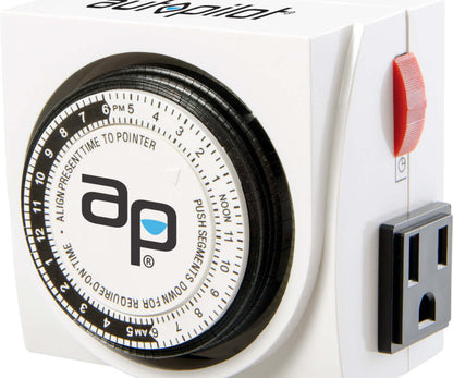 Autopilot Dual-Outlet Analog Grounded Timer, 1725W, 15A, 24 Hour
