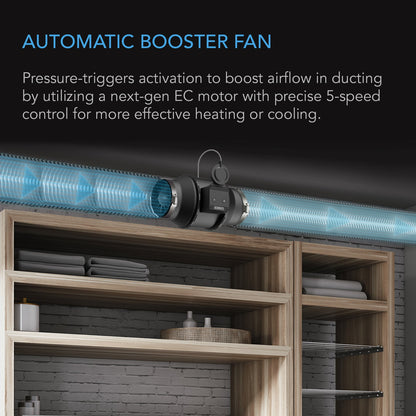 AC Infinity Automatic Booster Duct Fan, Inline Fan with Pressure Switch, 4-Inch