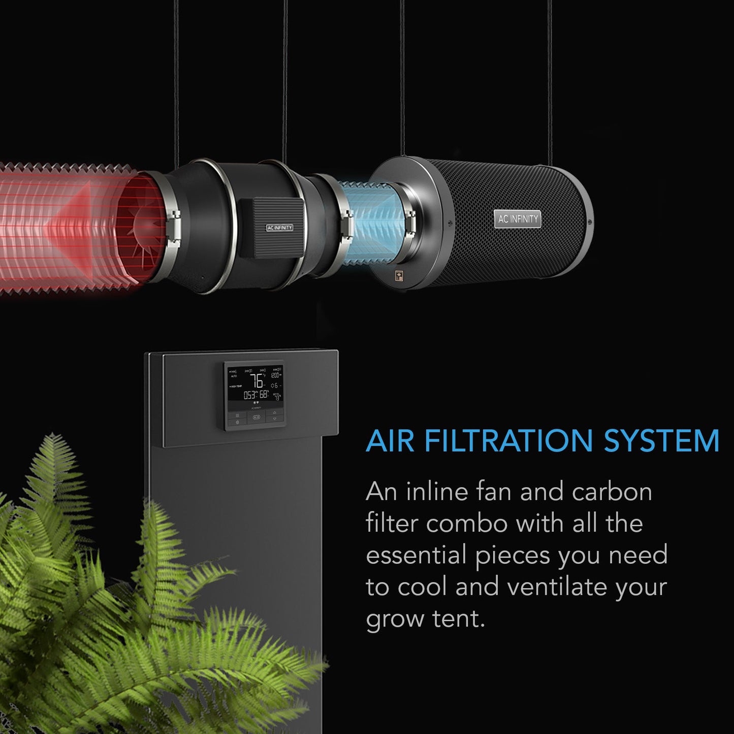 AC Infinity Air Filtration Kit PRO 8", Inline Fan with Smart Controller, Carbon Filter & Ducting Combo - Midwest Grow LLC