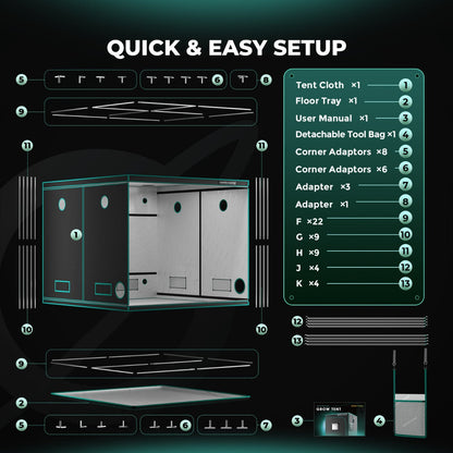Mars Hydro 8' x 8' x 6' 8" (240cm x 240cm x 200cm) Indoor Grow Tent - Midwest Grow LLC