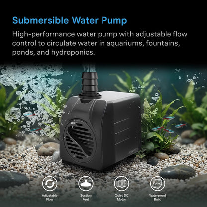 AC Infinity Submersible Water Pump, 5-Feet Lift Height, 211 GPH (800 L/H) - Midwest Grow LLC