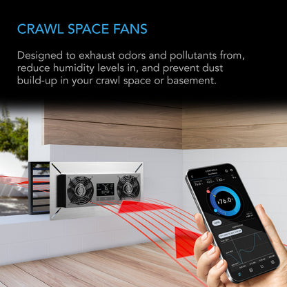 AC Infinity AIRTITAN T8, Crawlspace and Basement Ventilator Fan, Temperature and Humidity Controller, IP-44 Rated, Exhaust - Midwest Grow LLC