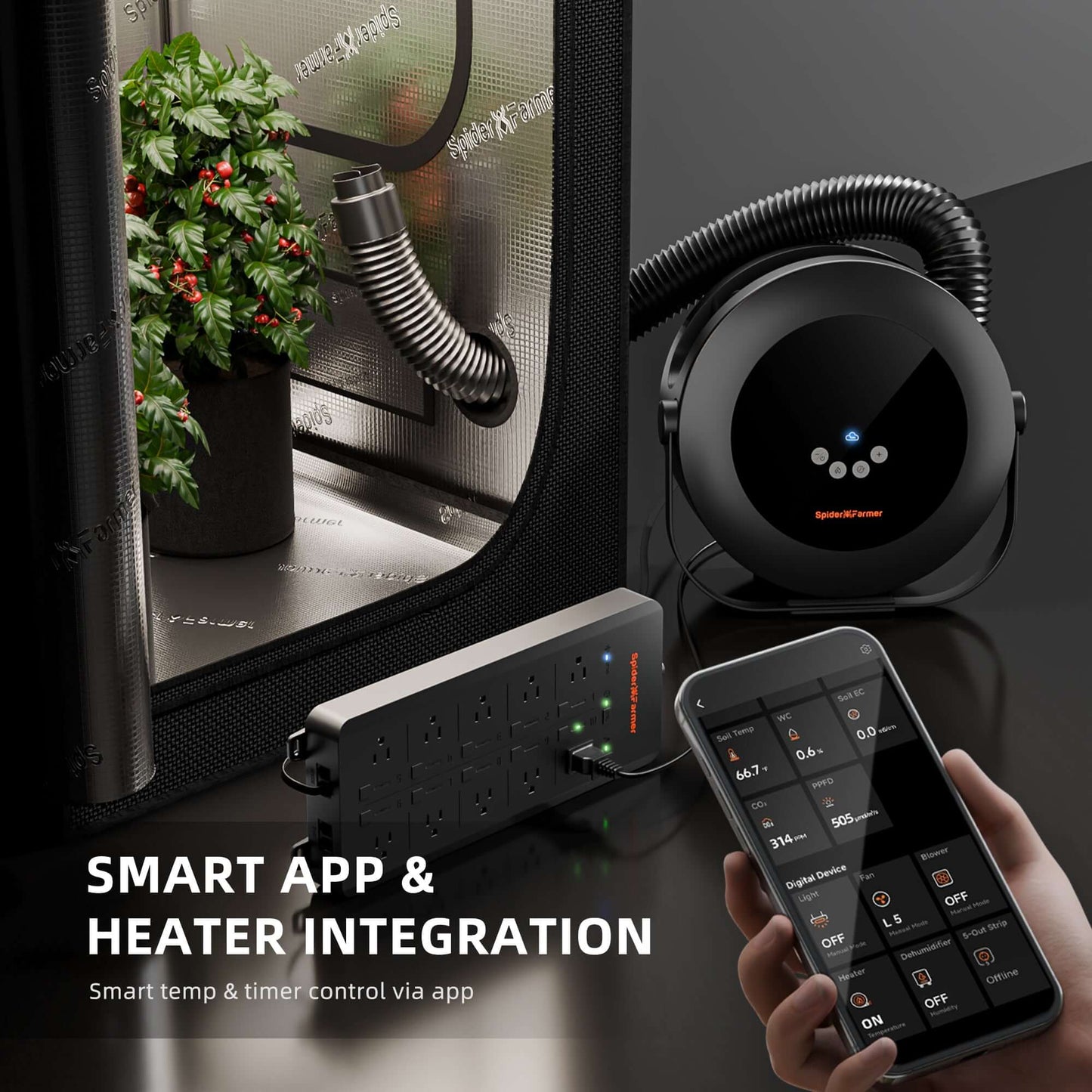 Spider Farmer Grow Tent Heater with Smart Temperature Control, Auto Settings, and 24H Timer - Midwest Grow LLC