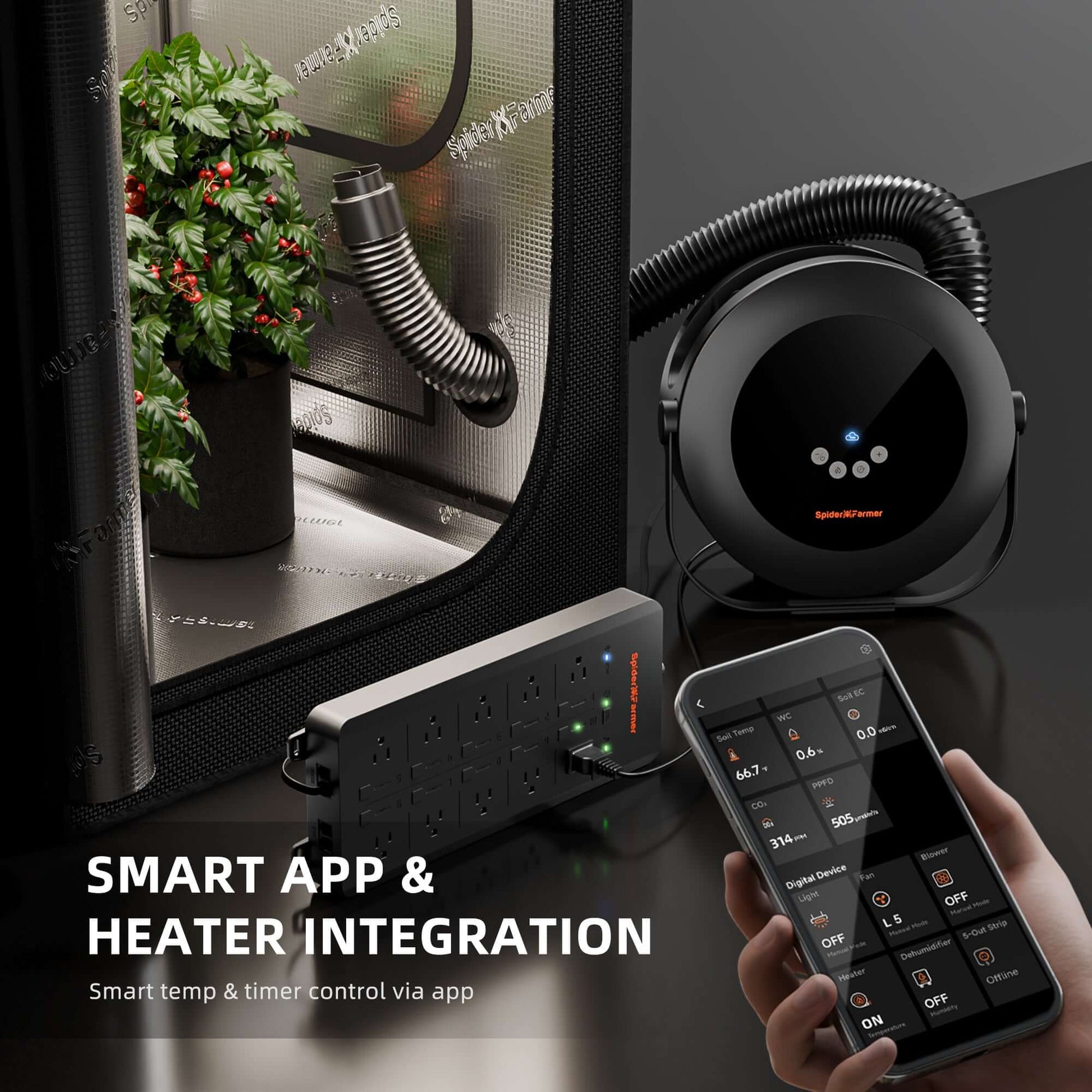 Spider Farmer Grow Tent Heater with Smart Temperature Control, Auto Settings, and 24H Timer - Midwest Grow LLC