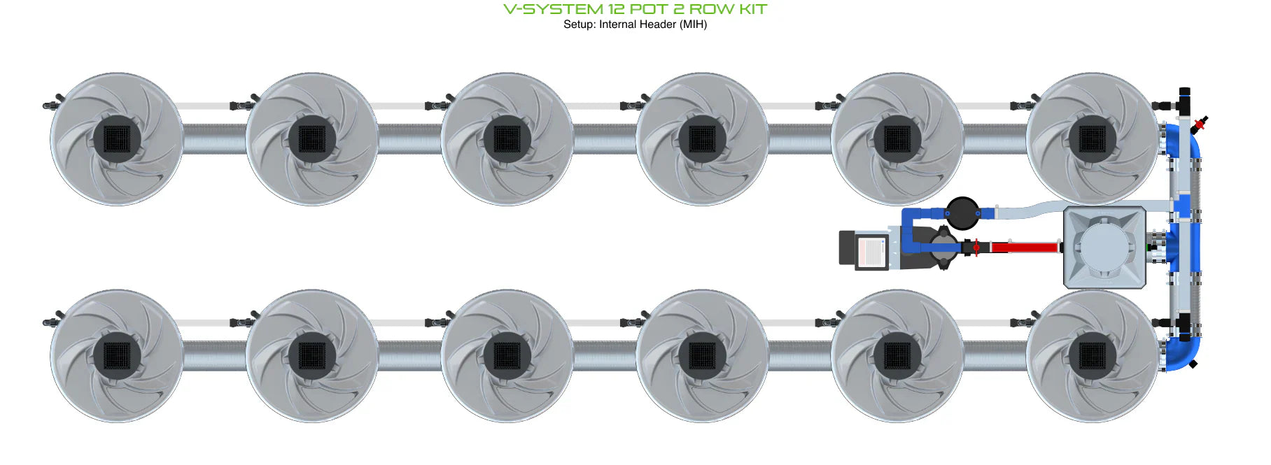 ALIEN Hydroponics V-SYSTEM 12 Pot 2 Row Kit - Midwest Grow LLC