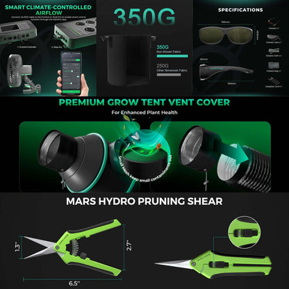 Mars Hydro FC-E3000 LED Grow Light + 3' x 3' Grow Tent + iFresh Inline Fan Combo with Temperature and Humidity Controller - Midwest Grow LLC