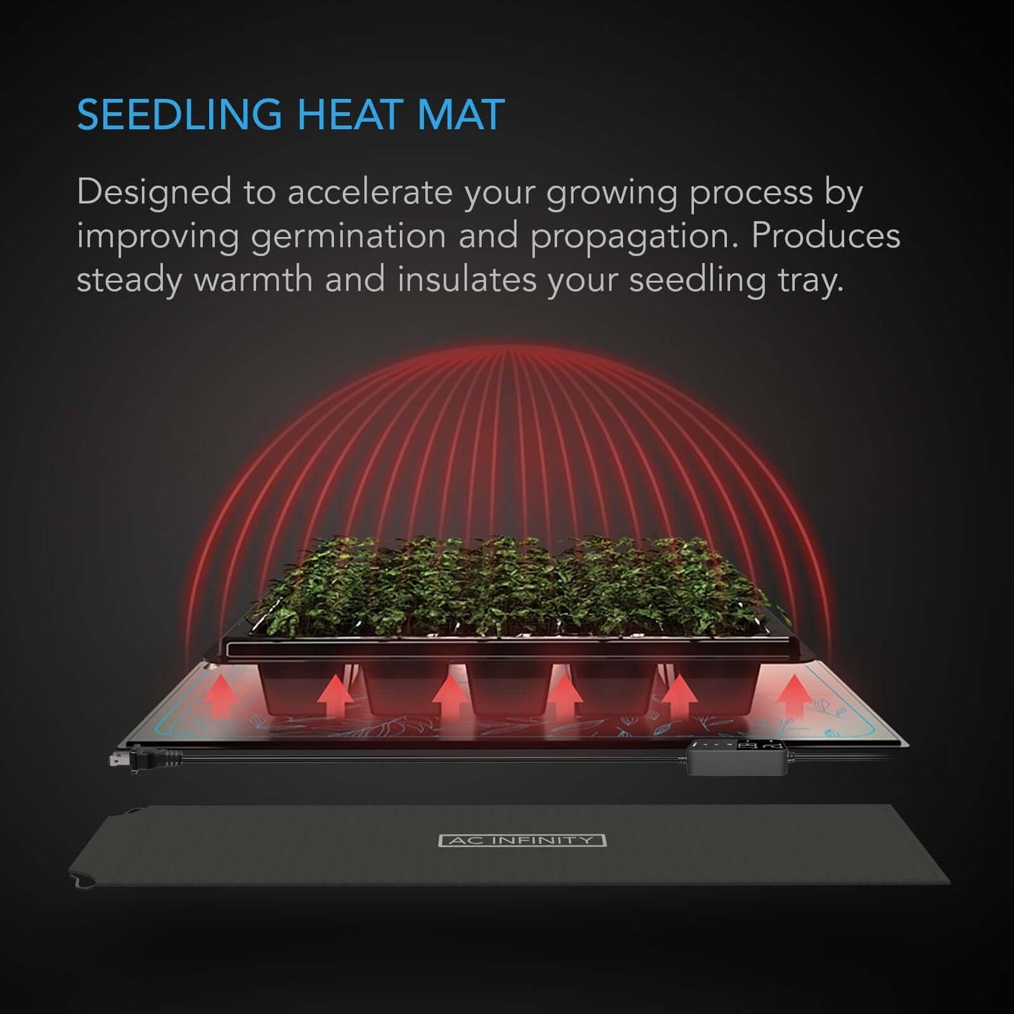 AC Infinity SUNCORE H3, Seedling Heat Mat with Heat Controller, IP-67 Waterproof, 10" x 20.75" - Midwest Grow LLC