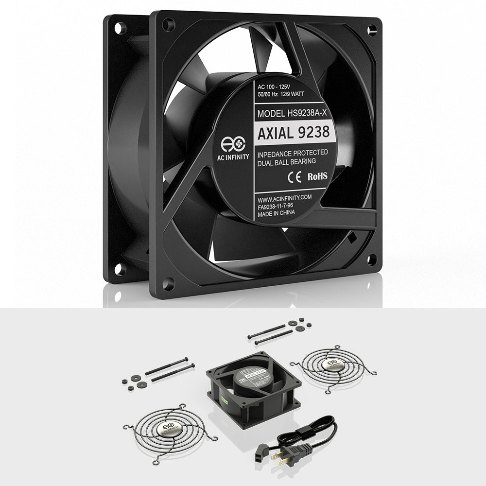 AC Infinity AXIAL 9238, Muffin 120V AC Cooling Fan, 92mm x 92mm x 38mm - Midwest Grow LLC