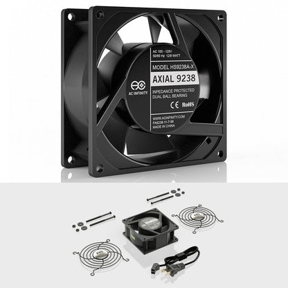 AC Infinity AXIAL 9238, Muffin 120V AC Cooling Fan, 92mm x 92mm x 38mm - Midwest Grow LLC