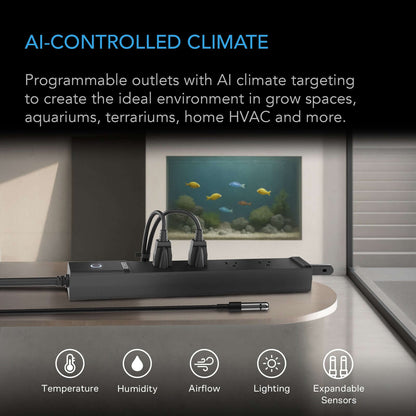 AC Infinity OUTLET AI Environment Controller, Smart WiFi Outlets, Dual-Zone Temperature Humidity, AI Targeting, Dynamic ON/OFF Programming, Expandable Sensors, Individual Control 4-Plugs, 1800W - Midwest Grow LLC