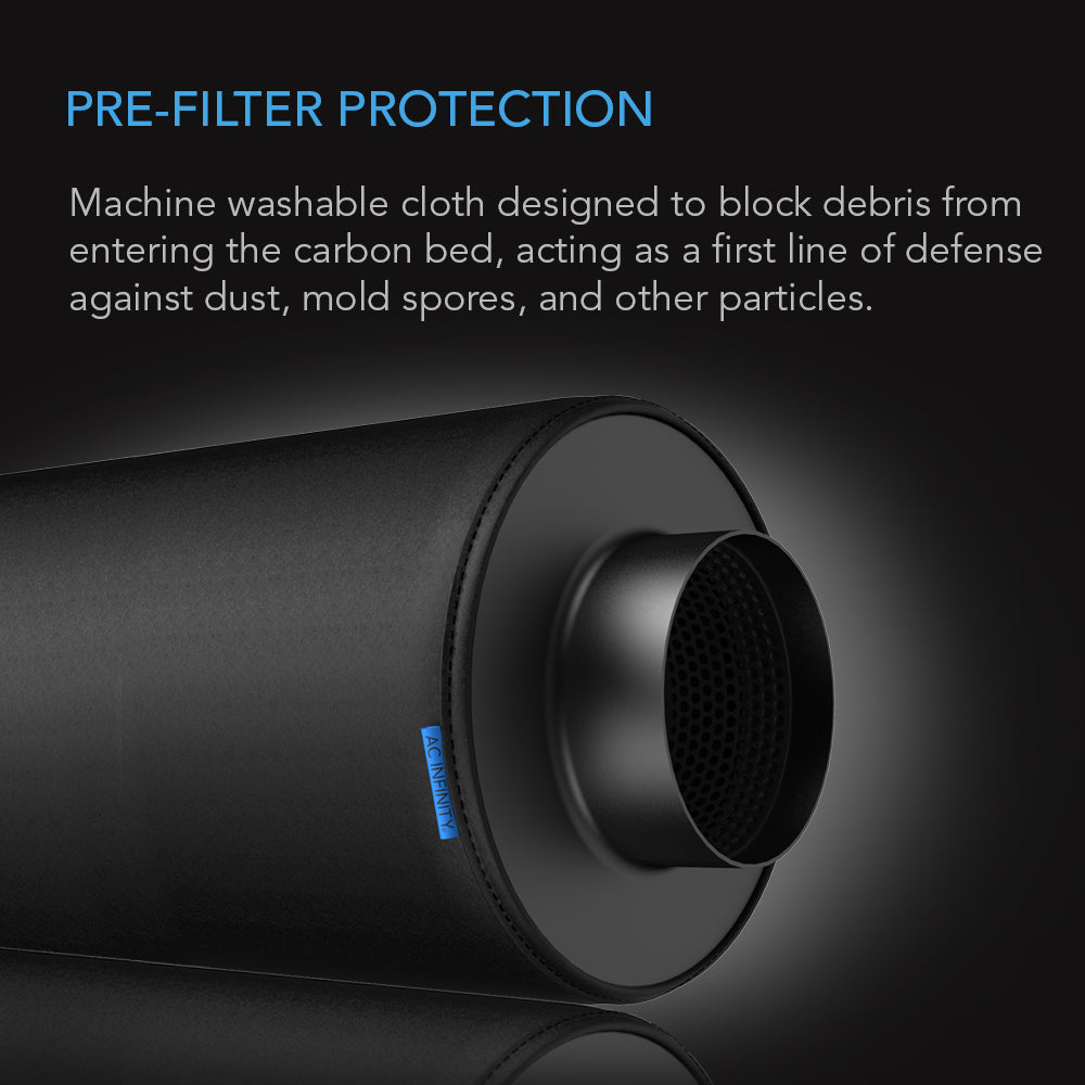 AC Infinity Pre-Filter Cloth for Inline Carbon Filter, 8-Inch, 2-Pack - Midwest Grow LLC