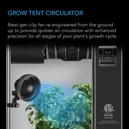 AC Infinity CLOUDRAY A6, Grow Tent Clip Fan 6" with 10 Speeds, EC-Motor, Manual Swivel