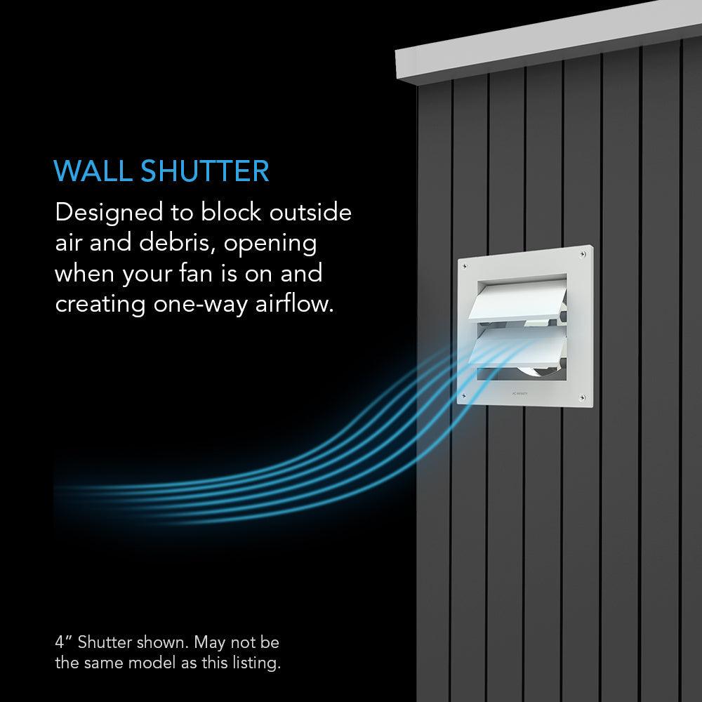 AC Infinity Wall Mount Duct Shutter, 4-Inch, White Steel - Midwest Grow LLC